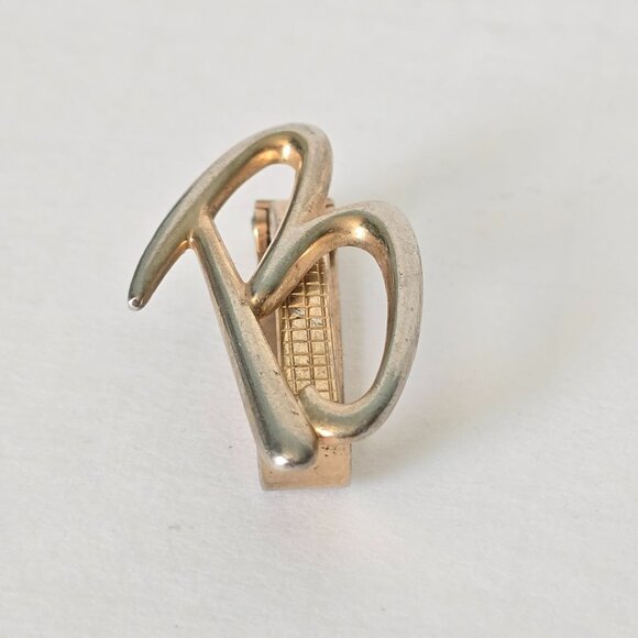 Vintage Swank Tie Clip Letter B Initials Monogram Metallic Retro MCM 1.5 inch - Picture 1 of 7